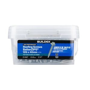 Buildex 12G x 40mm Class 3 Roofing Screws BattenZIPS - 1000 Pack