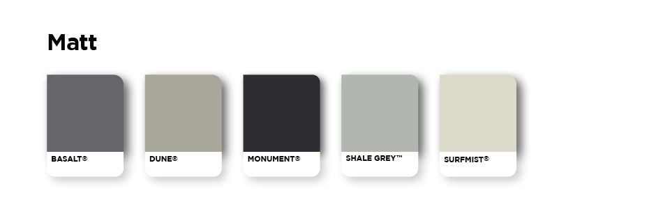 Matt colour palette options.