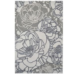 Floral Handmade Wool Rug-Botanical 6365-Silver Multi-110x160cm