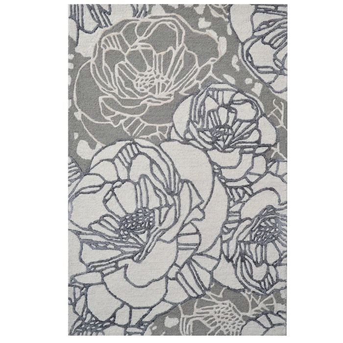 Floral Handmade Wool Rug-Botanical 6365-Silver Multi-110x160cm