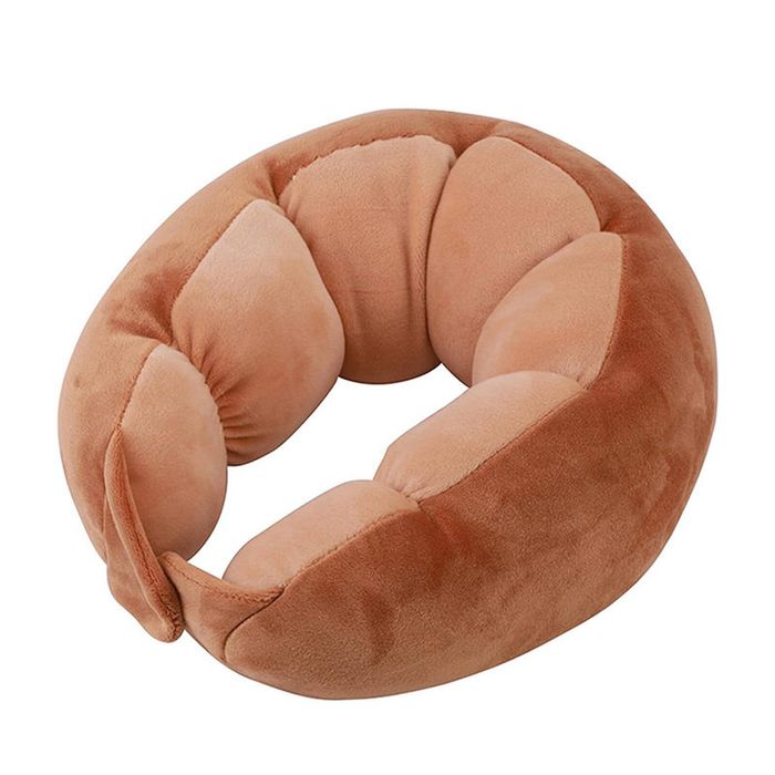 Catzon Adjustable Travel Pillow Extra-Soft Neck Support Cushion-Coffee