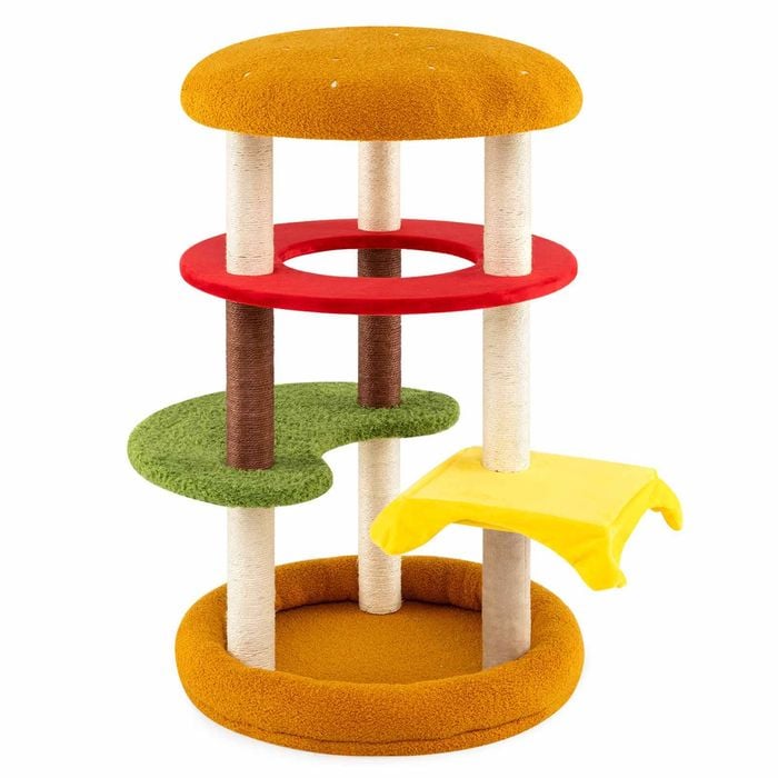 Costway Cat Tree Hamburger-theme Kitty Tower Pet House Scratching Posts