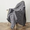 CottonMore Leopard Pattern Microfibre Winter Blanket 130x160cm Super Soft Sofa Throw Rug -  Black