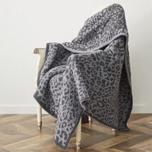 CottonMore Leopard Pattern Microfibre Winter Blanket 130x160cm Super Soft Sofa Throw Rug -  Black