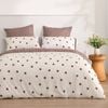 Dreamaker Pippa Polka Dot & Stripe Reversible Quilt Cover Set Natural/Chocolate Super King Bed