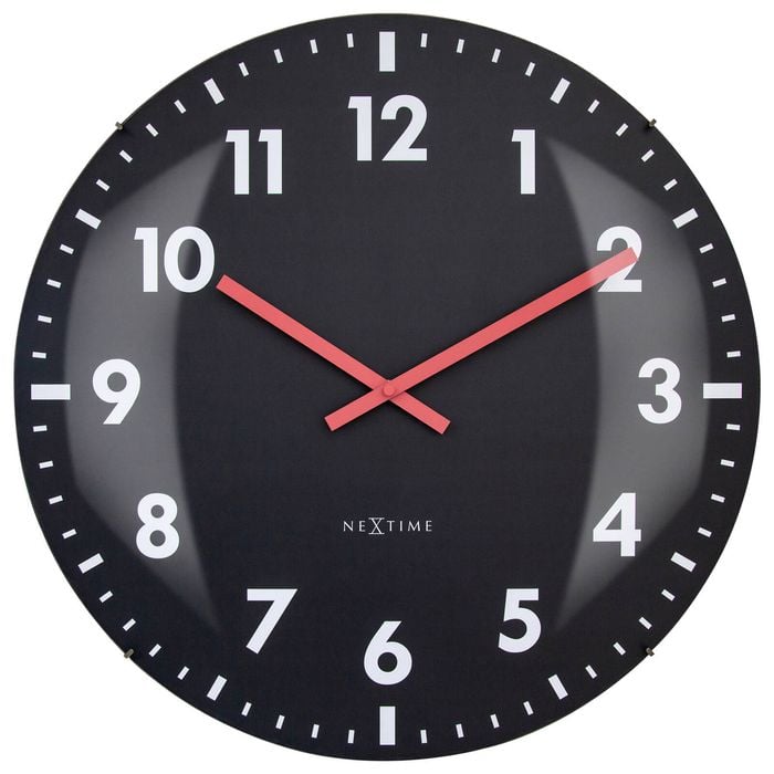 Nextime Duomo Glass Analogue 50cm Wall Clock - Black