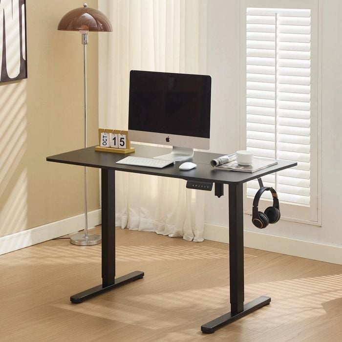 Electric Standing Desk Height Adjustable, Sit & Stand Desk for Home Office with Splice Board and Memory Controller, Black
