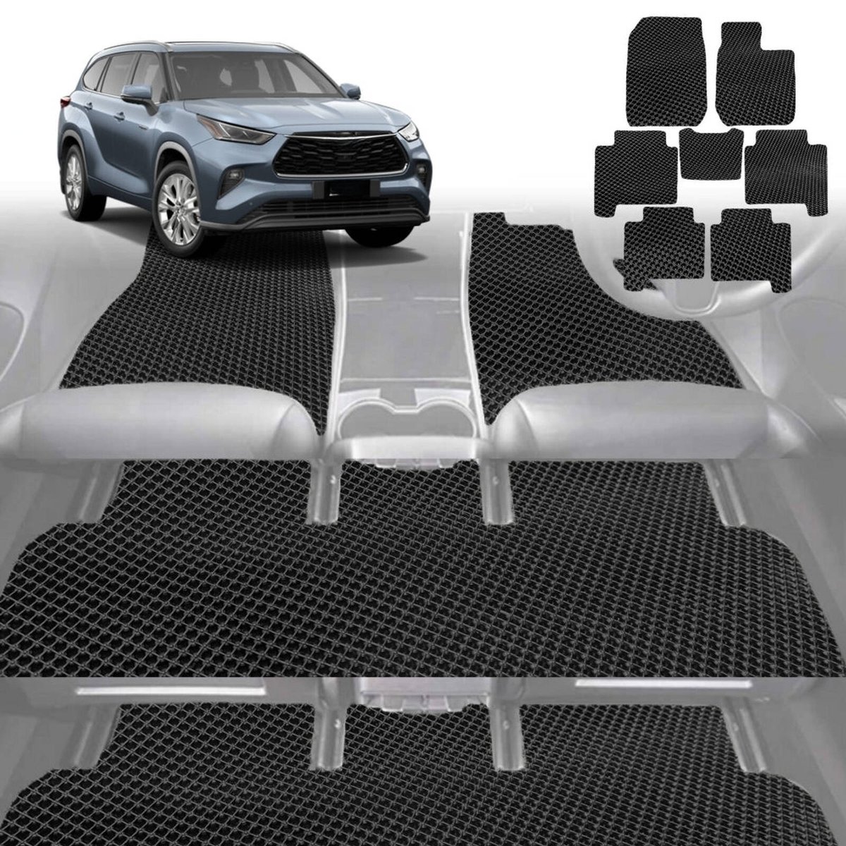 6D Diamond Car Floor Mats for Toyota Kluger 2021-Current-Ultimate Set ...