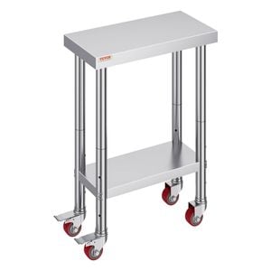 Vevor 61.2x30.7x85cm Stainless Steel Work Table with 4 Casters Heavy Duty