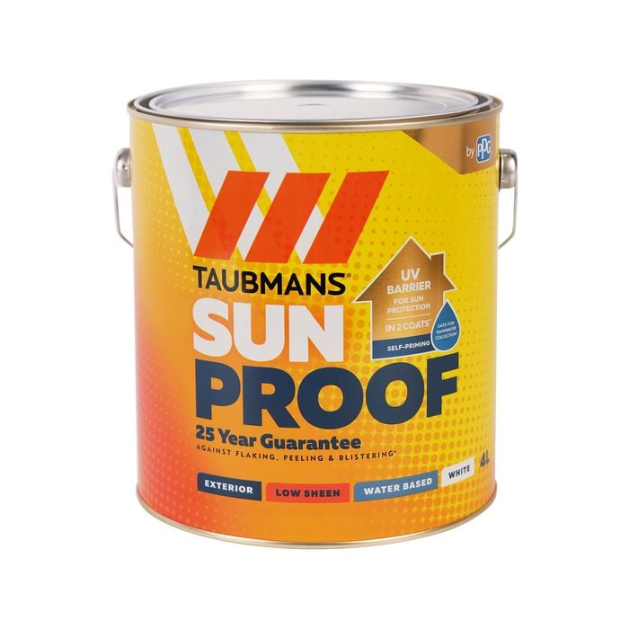 Taubmans 4L White Low Sheen Sunproof Exterior Paint