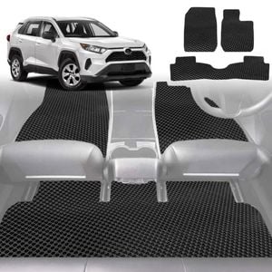 6D Diamond Car Floor Mats for Toyota RAV4 2019-2025-Full Set-Black-Outback GT