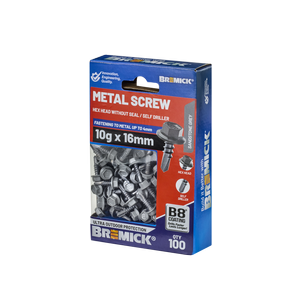 Bremick Metal Hex Screw 10g x 16mm B8 SR PK100