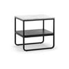 Estoria 50cm White Marble Shelf Square Side Table in Black