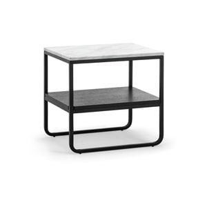 Estoria 50cm White Marble Shelf Square Side Table in Black