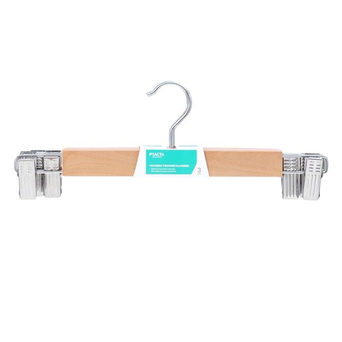 Practa 3 Pack Wooden Clip Hangers 