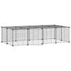 vidaXL 20-Panel Pet Cage Pet Playpen Animal Enclosure with Door Black Steel