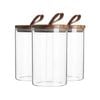 Argon Tableware 6 Piece Glass Jar With Wooden Lid Storage Set - Round - 1 Litre