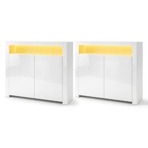 Artiss 2x Buffet Sideboard Cabinet Led - Arno White