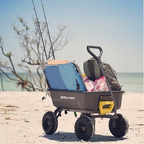A Gorilla Cart being used to carry chairs and other supplies for a day at the beach