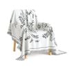 SOGA Four-seater White Sofa Cover Leaf Print 180x420cm Polyester
