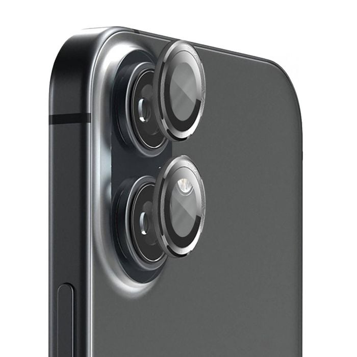 50pc EFM Camera Lens Protector Bulk Set for iPhone 16/16 Plus Carbon
