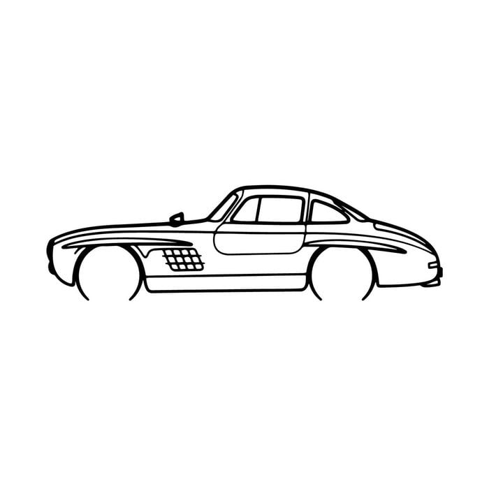 Ignite Laser Mercedes Benz 300Sl Silhouette Metal Wall Art Rustic Metal 23.6inch/60cm