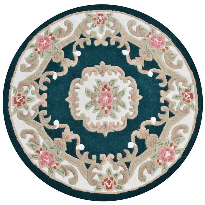Traditional Handmade Wool Rug-Avolon-Turquoise-120x120cm