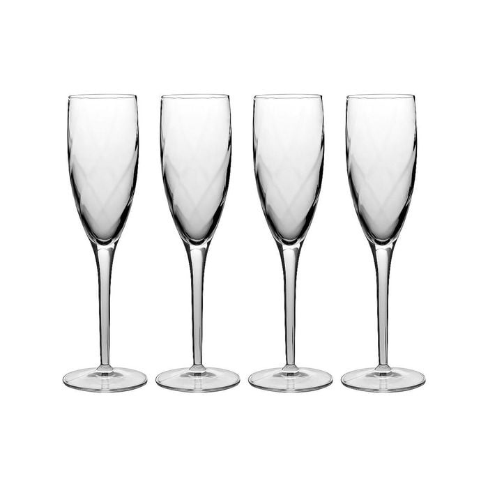 4pc Luigi Bormioli Canaletto 195ml Champagne Flute Glasses Set