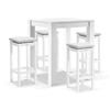 Santorini Outdoor Square Bar Table White With 4 Avoca Stools & Textured Olefin Grey Cushions