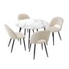 Oikiture 5PCS Dining sets 110cm Round Table with Chairs White Sherpa