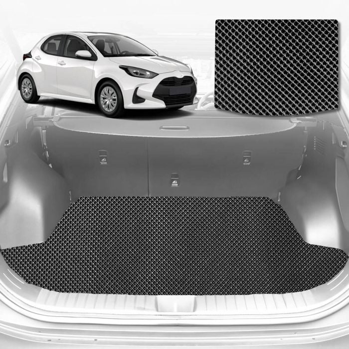 6D Diamond Car Boot Mat for Toyota Yaris 2011-2020-Cargo Mat-Black-Outback GT