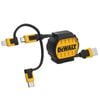 DeWALT 1m 3-In-1 Retractable Charging Cable Reinforced With Kevlar Lightning Type C And Micro-USB To USB