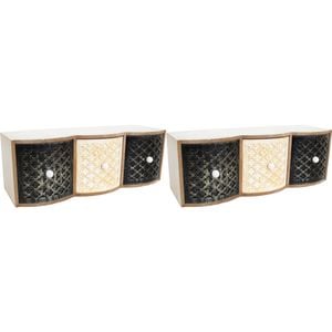 2PK LVD MDF Drawers Ornate 3 Nat Home Storage Decor 2.5x11.5cm