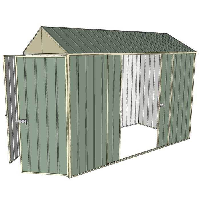 Build-a-Shed 1.5 x 3.0 x 2.3m Double Sliding Side Door Gable Shed - Green