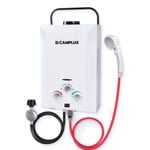 Camplux 8L Portable LPG Gas Water Heater with ECO & Full Knob - White