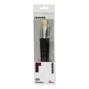 Reeves Short Handle Oil Brush Set - 4 Pack