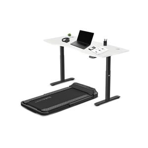 Lifespan Fitness V-FOLD Treadmill with ErgoDesk Automatic Standing Desk 1500mm in White/Black