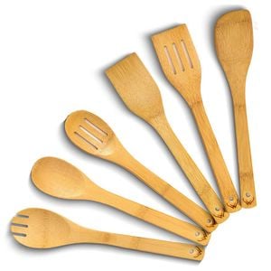 Catzon 6 Pcs Bamboo Spoons for Cooking Non-Stick Lightweight Spatulas