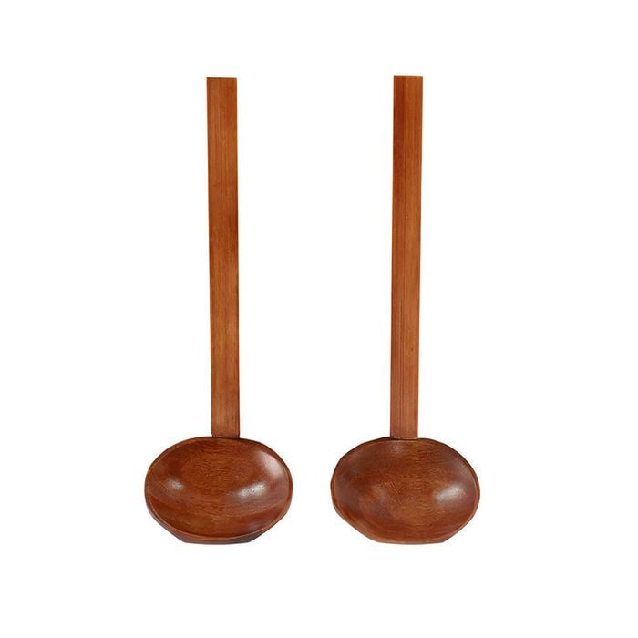 Anygleam Brown 2pcs Wooden Ladle Food Kitchen Tableware