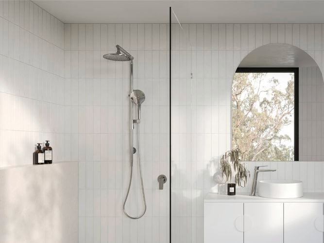 Build a cohesive look in your bathroom with the Aplo collection. Left to right I/N 0311033, 0311028, 0311030, 0311050, 0311043