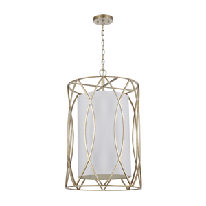 Telbix Dover Contemporary Pendant Hanging Lamp Light Metal Fabric Antique Silver Weathered