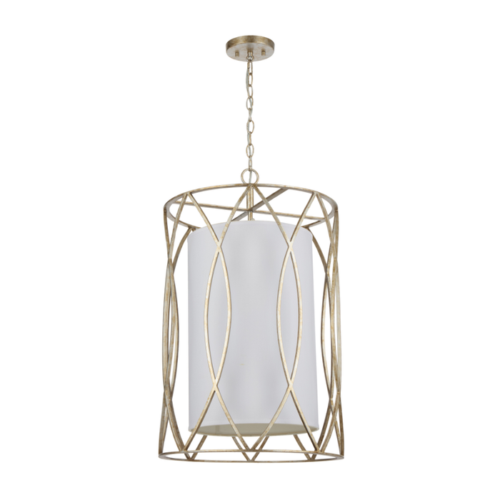 Telbix Dover Contemporary Pendant Hanging Lamp Light Metal Fabric Antique Silver Weathered