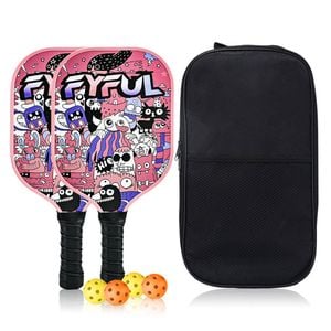 Catzon Pickleball Paddles Set 2 Rackets With Balls And Bag Fiberglass Surface Pickleball Racquet Set-pink