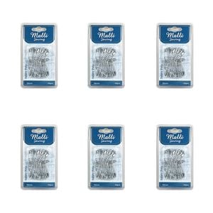 6x 45pc Malli Sewing Assorted Metal Sewing/tailoring Safety Pins 38mm Silver