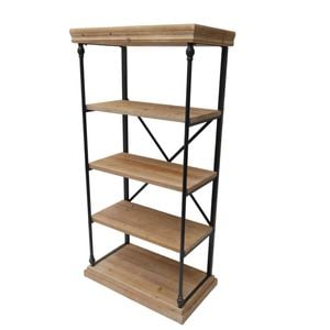 P&P Brown Wood Metal Display Shelf Industrial Storage Rack Multi Tier Unit