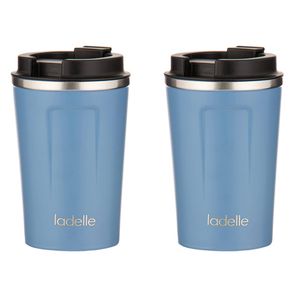 2PK Ladelle Eco Culture Stainless Steel/PP 14cm/350ml Travel Mug - Blue