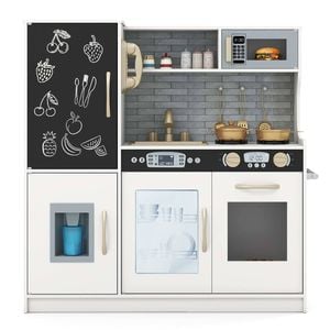 Costway Kitchen Playset Pretend Cooking Toy W/blackboard Toy Gift White