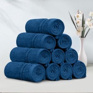 LINENOVA 10 Pack Cotton Face Towels-Navy