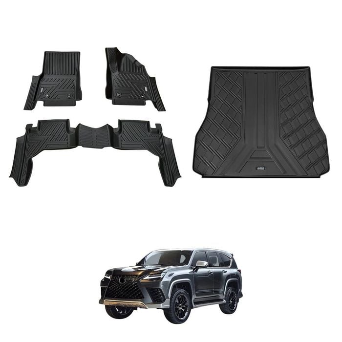 AUSGO Floor Mats & Boot Liner Set for Lexus LX500d LX600 5-Seat 2025-Onwards Car Floor Liners Cargo Mat