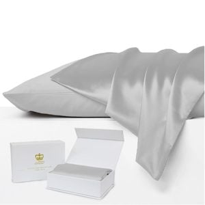 Luxor Crown SILVER Set of 2 Mulberry Silk Pillowcases